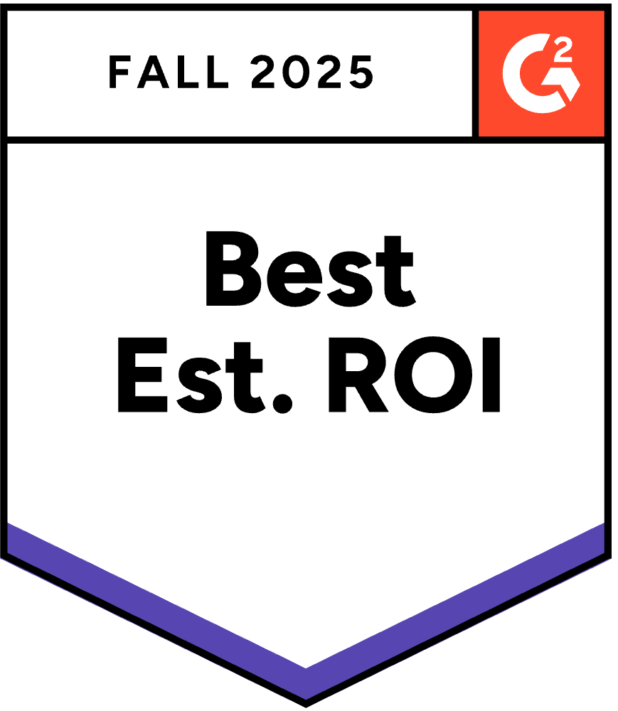 G2 badge for Best ROI Fall 2025