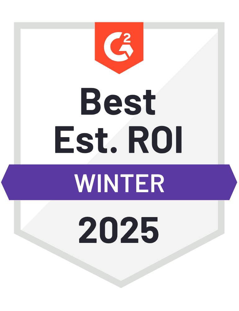 G2 badge for Best ROI Winter 2024